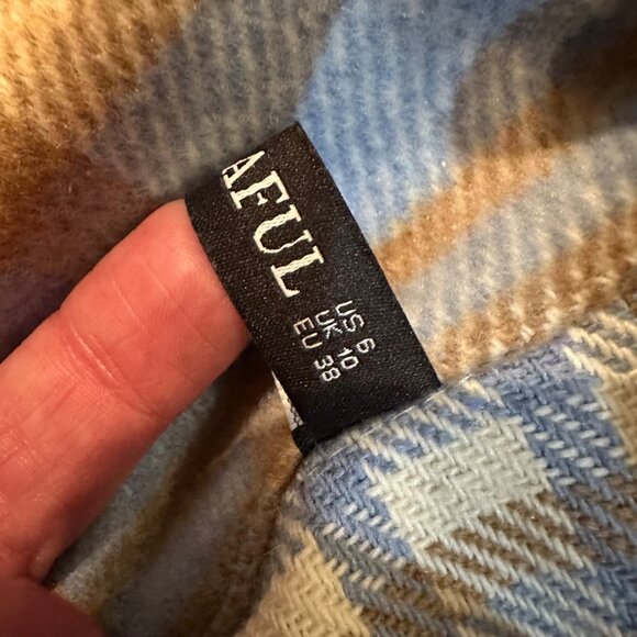 ZAFUL WOMENS BLUE TAN BUTTON UP SHACKET JACKET US 6 MEDIUM - Picture 7 of 7